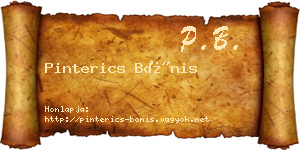 Pinterics Bónis névjegykártya